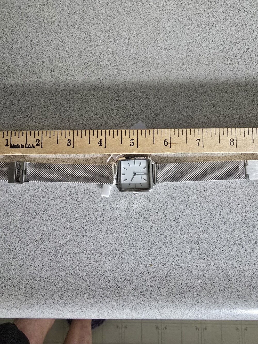 Vince Camuto Silver Square Watch, bracelet, and Earring Set. - Picture 6 of 7